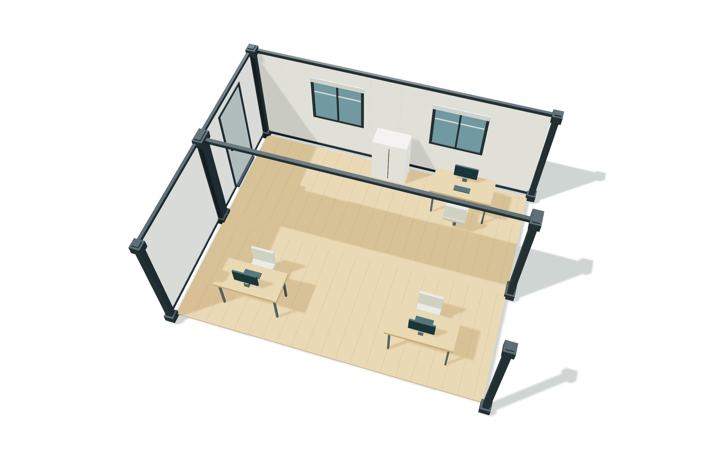 3D-Modell des Team-Büro-Entwurfs