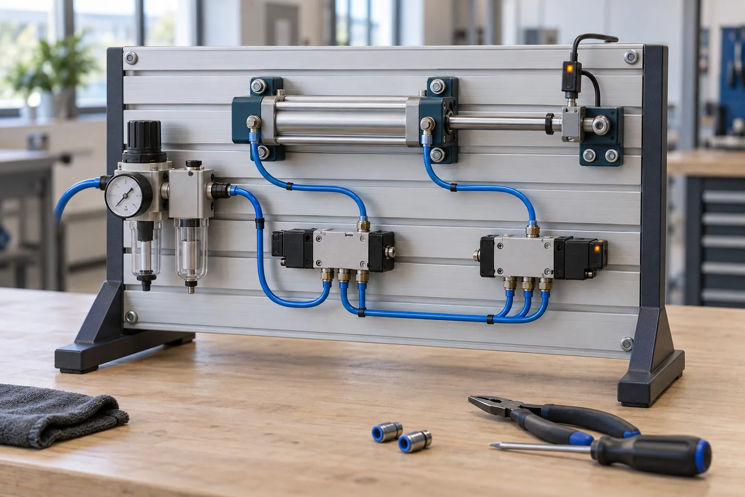 Konzept einer Pneumatik- und Sensorik-Lernbaugruppe für technische Auszubildende
