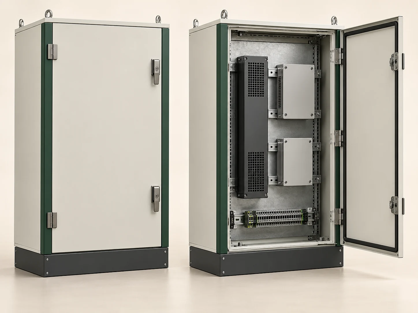 Konzept eines modularen Technikgehäuses mit wählbarer Innenausstattung.