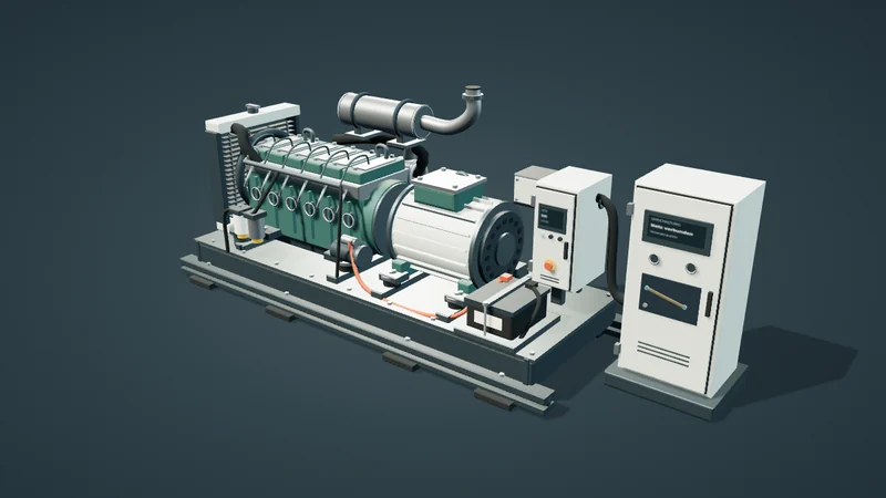 Geöffnetes Dieselaggregat aus der Schulung mit Motor, Generator und Steuerung